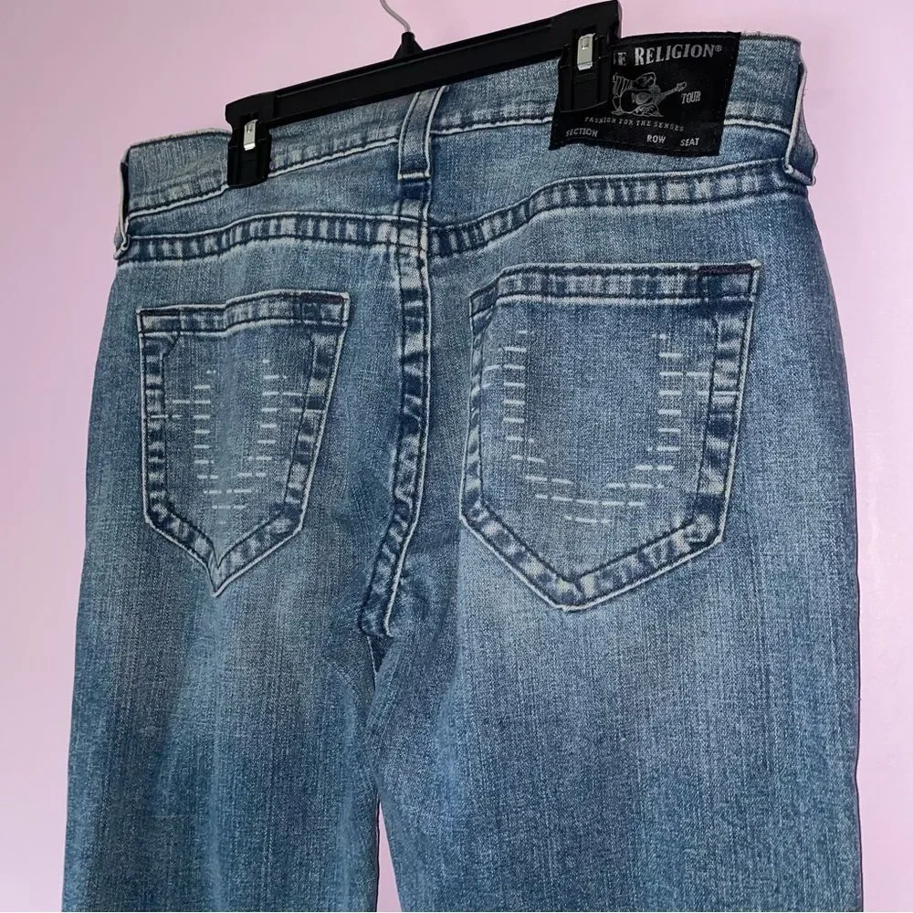True Religion Size 30 Rocco Relaxed Skinny Light Wash Denim Jeans